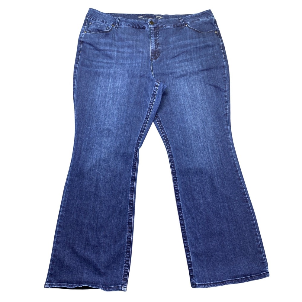 Seven7 Tummyless High Rise Bootcut Jeans Dark Wash Blue Plus Size 24W